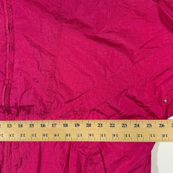 Vintage 90s Pacific Trail Hot Pink Windbreaker Jacket XL Hood Zip Pockets - Picture 9 of 10